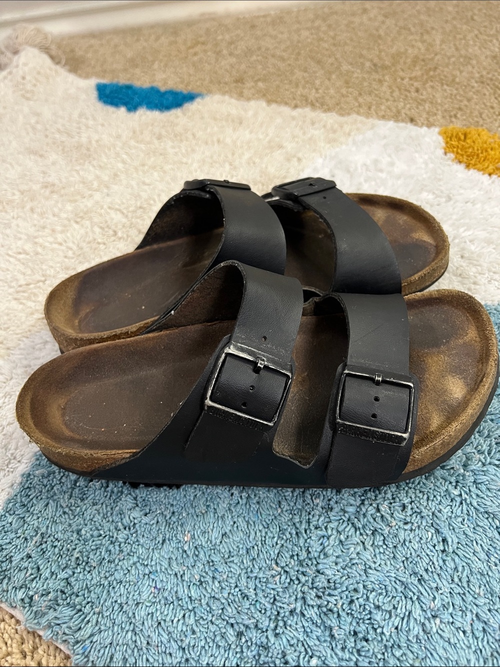 Birkenstock Black Arizona Slip on slide leather birk sandlas women’s 8 men’s 6